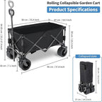Beach Cart with 7 inch All-Terrain Wheels, Wagons Carts Heavy Duty Foldable, Utility Grocery Wagon with Side Pocket for Camping Garden Sports