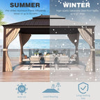 MELLCOM 10'x12' Hardtop Gazebo with Galvanized Steel Double Roof, Canopy Aluminum Frame, Curtains and Netting Included, Metal Outdoor Gazebos for Patios, Garden, Lawns, Parties
