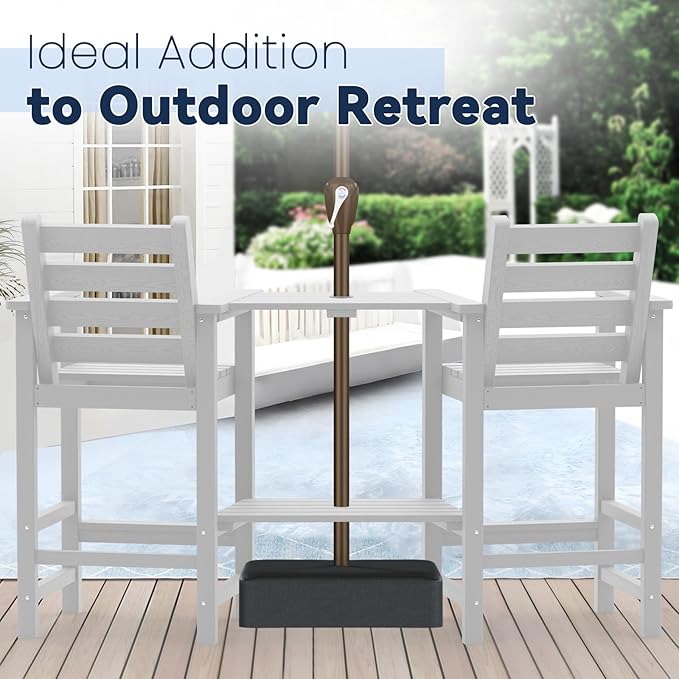 Tall Adirondack Chairs Set of 2, All Weather HDPE Poly Bar Height Balcony Adirondack Chair with Removable Double Connecting Trays, Outdoor Adirondack Barstools for Deck, Patio, Yard, Pool, Lawn