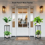 Plant Stand Indoor Outdoor,29" Tall Metal Plant Stands Riser,2 Tier Heavy Duty Wrought Iron Pedestal Holders,Tiered Round Flower Pot Stand,Outside Rust-Proof Black Flower Display stand for Patio