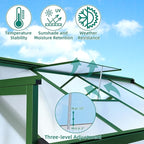 Garvee 6x8 ft Greenhouse - Aluminum Greenhouses for Outdoors, Large Polycarbonate Greenhouse with Roof Vent, Heavy Duty Walk-in Green Houses for Outside Garden, Backyard, Patio, Lawn, Easy Assembly