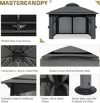 MASTERCANOPY 10x10FT Outdoor Patio Gazebo with Mosquito Netting for Backyard, Patio, Garden Dark Grey