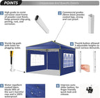 COBIZI 10x10 Pop Up Canopy Tent with 4 Removable Sidewalls, One Person Setup, Outdoor Event Commercial Canopy, UV Protection 50+, 3 Adjustable Heights, Carry Bag, Sandbag, Stakes & Ropes, Navy Blue