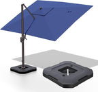 9' X 12' Cantilever Patio Umbrella with Base Included 360°Rotation Rectangular Outdoor Large Offset Umbrellas Heavy Duty Windproof for Garden Deck Pool, Navy