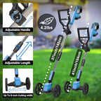 Cordless Weed Wacker Eater Battery Powered, 21V Lightweight Electric Weed Trimmer with 2 Battery Operated & Charger& Wheels & Shears, No-String Grass Trimmer/Brush Cutter/Lawn Edger for Yard Garden