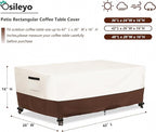 Outdoor Patio Coffee Table Cover, Waterproof Rectangular Patio Side Table Cover,Patio Furniture Covers,42 x 26 x 16 inch,Beige & Brown