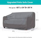 Patio Sofa Cover Waterproof - Heavy Duty 2-Seater Outdoor Couch Cover, Patio Furniture Covers with Air Vent and Handles, 60" L ×34" D×30" H, Gray