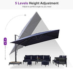 PURPLE LEAF 13 FT Square Patio Umbrella Large Outdoor Aluminum Offset Umbrella with 360-degree Rotation Cantilever Umbrella for Garden Deck Backyard Pool Navy Blue