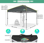 COBIZI Canopy 10x10 Pop Up Canopy Tent 1-Button Push Easy up Outdoor Canopy Instant Portable Commercial Shelter Waterproof UPF50+ Gazebo with Reflective Strip, Air Vent & 4 Sandbags,Grey