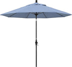 California Umbrella 9' Round Aluminum Pole Fiberglass Rib Market Umbrella, Crank Lift, Collar Tilt, Black Pole, Sunbrella Spectrum Mist