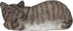 Elenon Cat Garden Statue Decorative for Yard, Grey Tabby Sleeping Cat Figurines Home Lawn Decor, Patio Kitten Tuxedo Statues Pets Memorial Ornament for Cat Lovers