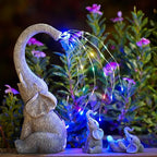 Qeeman Elephant Statues for Garden Decor: Outdoor Sculptures for Lawn Ornaments - Porch Patio Balcony Front Yard Birthday Gifts for Mom Grandma Women