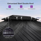 PURPLE LEAF 10' X 14' Hardtop Gazebo with Storage Box Outdoor Wood Grain Aluminum Frame Galvanized Steel Double Roof Gazebos with Netting and Curtains for Patio Deck Backyard Garden