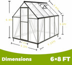 6 x 8 FT Greenhouse for Outdoors,Aluminum Large Walk-in Greenhouse,Dark Gray