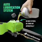 Mini Chainsaw 8inch, Chainsaw Cordless w Automatic Oiler, Handheld Electric Power Chain Saw w Security Lock, Brushless Motor,Chainsaws for Wood/Trees Trimming (Green - 2 batteries, 8 INCH)