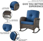 HUMMUH 5-Piece Patio Furniture Set with Fire Pit,Wicker Outdoor Rocking Chairs Patio Sofa for Backyard,Poolside,Deck