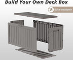 Outdoor Storage Box, Resin Deck Boxes Indoor and outdoor, Waterproof Storage Box Lockable Lid (Grey, 75 Gallon)