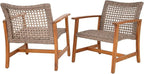 IDZO Liberte Accent Chairs Set of 2, 500lbs Weight Support, Acacia Wood, FSC Teak Finish, UV Protected, Dynamic Gray Wicker, Ideal for patios and Gardens