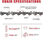 E & S 3 Pack 16 Inch Chainsaw Chain 3/8" LP Pitch .043" Gauge 56 Drive Links Semi-Chisel Chain Saw Chains for Husqvarna, Poulan, Craftsman, Greenworks and More Chainsaw Brands