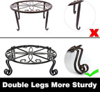 2 Pack Black Plant Stand for Flower Pot Heavy Duty Potted Holder Indoor Outdoor Metal Rustproof Iron Garden Container Round Supports Rack for Planter Bronze, Pumpkin Stand Outdoor…