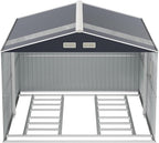 10x12 Metal Shed with Floor Frame Kit & Reinforced Construction - Translucent Roof Panels for Natural Light, Lockable Doors,Vents,Windows, Weatherproof Garden/Backyard/Patio Outdoor Storage