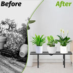 1 Tier Plant Stand Indoor Outdoor, 2 Pack Foldable Heavy Duty Metal Plant Shelf, Multi-Plant Display Flower Pot Holder for Garden Patio Balcony, Black