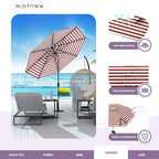 Midtown Umbrellas The Lean 10 Feet Outdoor Umbrella With Terylast Red Stripes (Red/White Stripes) Polyester Fabric - Auto-Tilt Aluminum Frame Patio Umbrella For Deck, Garden, Pool - Black Pole