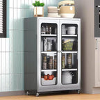 ZZV Stainless Steel Storage Cabinet, Rolling Kitchen Cabinet with Wheels, Heavy Duty Floor Cabinet for Kitchen, Garage, Restaurant, Outdoor, No Assembly Required, D15.75 x W23.62 x H41.74