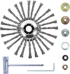 10 Inch Weed Eater Attachments, Steel Wire Weed Wacker Blade with Universal Adapter Kits, Indestructible Wire Brush Cutter Blade, Wire Wheel Trimmer Head Replacement for Moss, Weed Removal