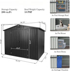 8.2x6.2ft Outdoor Storage Shed, Galvanized Steel Garden Shed with Gable Roof, Lockable Double Doors and 32 Air Vents, Large Utility Tool Storage for Backyard Patio