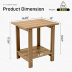 Outdoor Side Table, Weather Resistant Double Small Adirondack Side Table, Outdoor Indoor End Table for Adirondack Chair, 17" Patio Table for Pool, Deck and Porch, Brown