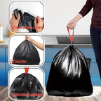 2-4 Gallon Trash Bags Drawstring, 100 Count Bulk, Black & Unscented Small Multi-purpose Garbage Bags for Business Home Bathroom Kitchen Commercial and Industrial
