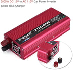 Power Inverters, 2000W DC 12V to 110V Car Converter with 2 AC Outlets & USB Ports for Household Appliance
