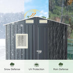 Update Version 6x4 FT Outdoor Metal Storage Shed, Single Door, 1 Clear Window, Tool Shed for Garden, Patio, Backyard Nightblue