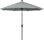 California Umbrella 9' Round Aluminum Pole Fiberglass Rib Market Umbrella, Crank Lift, Collar Tilt, Black Pole, Sunbrella Spectrum Mist