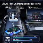 200W Car Power Inverter, Blubluman DC 12V to 110V AC Car Plug Adapter Outlet with 30W PD Charger, QC3.0 Fast Charger 24W, Power Inverter for Vehicles, Outlet for Laptop Computer Charger
