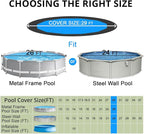QH.HOME 24/26 Ft Round Pool Cover with Fast Tightening Patented Ratchet, Pool Covers for Above Ground Pools, One-Piece Tear Resistant Swimming Pool Cover Protector with Upgraded Ultimate Windproof