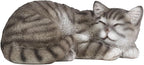 Elenon Cat Garden Statue Decorative for Yard, Grey Tabby Sleeping Cat Figurines Home Lawn Decor, Patio Kitten Tuxedo Statues Pets Memorial Ornament for Cat Lovers