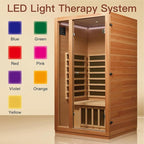 1 Person Far Infrared Sauna for Home, Low EMF Sauna Heater, Chromotherapy Lighting, Premium Wood Home Sauna for Meditation and at Home Spa Relaxation, 1510W/120V (1 Person)