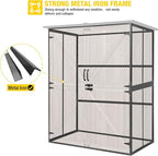 Aivituvin Shed Outdoor Storage Cabinet with Durable Metal Frame Waterproof Garden Tool Storage with Adjustable Shevels and Floor for Backyard Garden Patio Lawn, 55" L, Dark Brown
