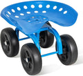 LDAILY Garden Seat with Wheels, Heavy-Duty Utility Stool Cart with Adjustable 11"-16" Height & 360° Rotatable, Rolling Garden Cart with Seat for Lawn Planting, Yard Work, Patio Gardening (Blue)