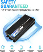 NIHAO 3000W Power Inverters DC 12V to 110V AC Converter with LCD Display, 2 International Socket and Battery Clips for Home, RV, Outdoor, Camping, Boat
