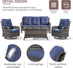 Patio Furniture 4 Piece, All-Weather PE Wicker Outdoor Furniture Set with Coffee Table,Outdoor Patio Furniture with Swivel Rocker Chairs and Outdoor Sofa