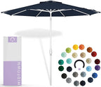 Midtown Umbrellas The Swilt 8 Feet Patio Umbrella in Sunbrella Spectrum Indigo Acrylic Fabric - Fiberglass Ribs, Auto-Tilt Aluminum Frame For Backyard, Deck, Garden, Pool - White Pole