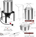 Turkey Fryer with Boiler Steamer Set Basket & 55000BTU Propane Burner, Outdoor Deep Fryer & Seafood Crawfish Boil Pot with Thermometer, Marinade Injector, Turkey Rack & Rack Lifter-OT-3016