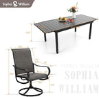 Sophia & William Outdoor Dining Set Patio Dining Sets Patio Table and Chairs Set 9 Pieces Outdoor Dining Table for 8 with Swivel Patio Chairs Patio Set for Garden Pool All Weather Brown