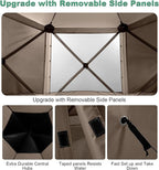 COBIZI 12x12ft Pop up Canopy Tent Gazebo on Clearance Screen Tent, Outdoor Screened Gazebo with Sidewalls, Portable Screen House for Camping with Carrying Bag and Ground Stakes, Brown(Upgraded 2.0)