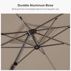 PURPLE LEAF 9' X 11.5' Patio Umbrella, Rectangle Outdoor Cantilever Umbrella, Aluminum Offset Umbrella with Champagne Frame and 360° Rotation for Pool Deck Garden, Taupe