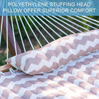 Lazy Daze Hammocks 12FT Quilted Fabric Double Hammock with Spreader Bars and Detachable Pillow, 2-Person for Patio, Poolside, Backyard, Beach - 450 lbs Capacity, Beige Wave