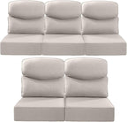 Luxury 22x24/22x25 6-Inch Smile Outdoor Cushions for Patio 5 Piece Set - Set of 5 Zippered Outside Pillows for Wicker Metal Dining Rocking Swivel Chairs Loveseat Couch Sectional Sofa - Beige